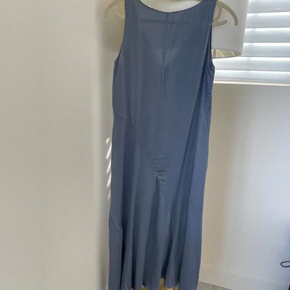Vince Women Double V-Neck Asymmetric Seamed Slip silk Dress Blue Size XS - Picture 4 of 4